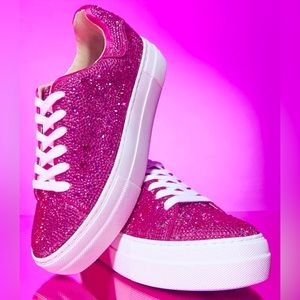 Blue by Betsey Johnson Sidny Rhinestone Embellished Platform Lace-Up Sneakers